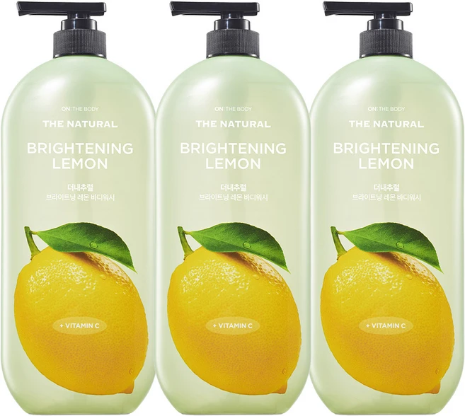 온더바디 더내추럴 브라이트닝 바디워시 레몬향, 900ml, 3개 - 쿠팡