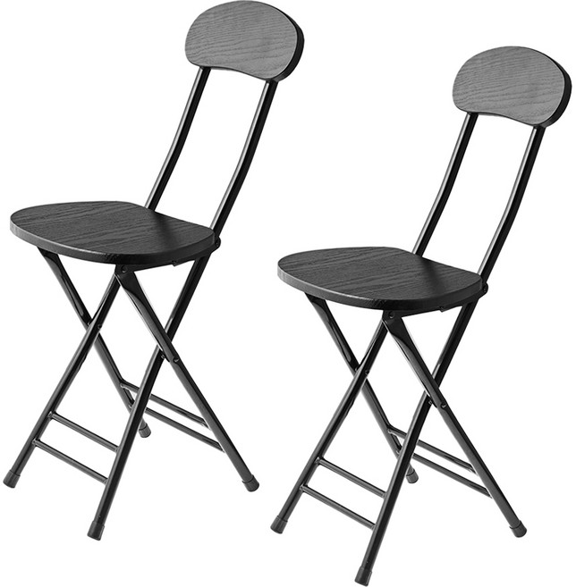 코멧 간편하게 사용하는 MDF 접이식 의자, 블랙, 2개