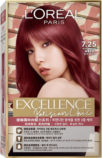 L'OREAL PARiS 巴黎萊雅 台灣公司貨 優媚霜時尚魅力系列 染髮霜, 7.25 煙燻粉棕, 1盒
