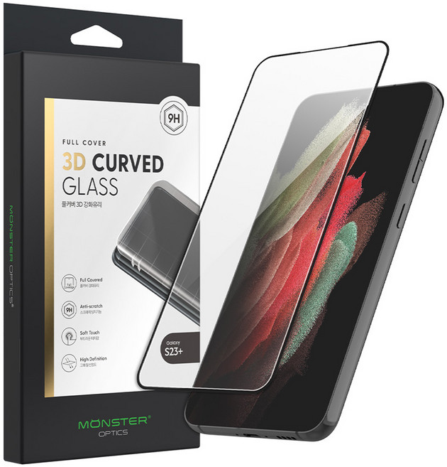 몬스터옵틱스 3D 풀커버 휴대폰 강화유리 세트, 1세트