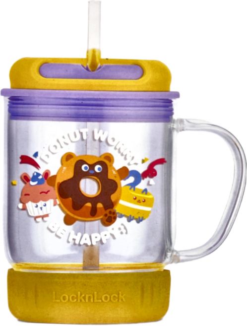 LocknLock 樂扣樂扣 單把牛奶杯 364g, 黃色 + 透明色, 1個
