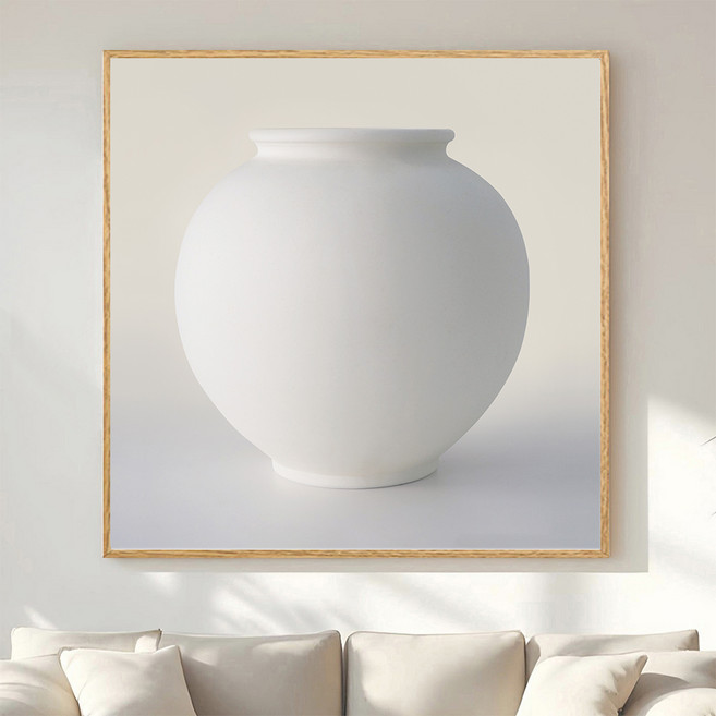 리드오프 달항아리 그림 인테리어 액자, 우드