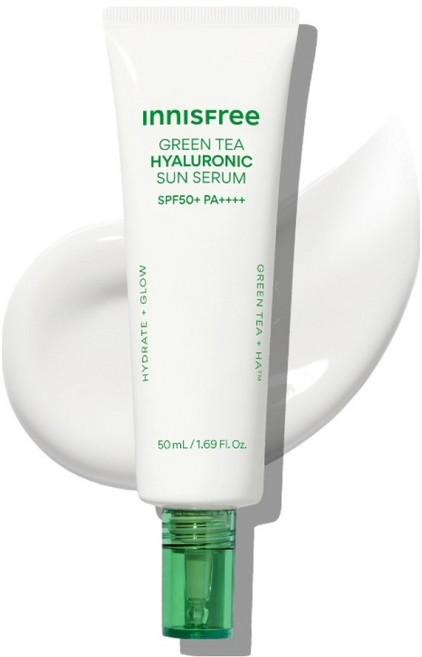INNISFREE 綠茶玻尿酸鎮靜保濕防曬精華 SPF50+ PA++++, 50ml, 1個