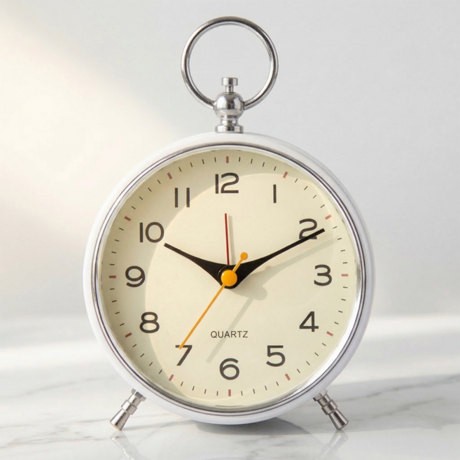 에이빈 무소음 알람 탁상시계, 화이트