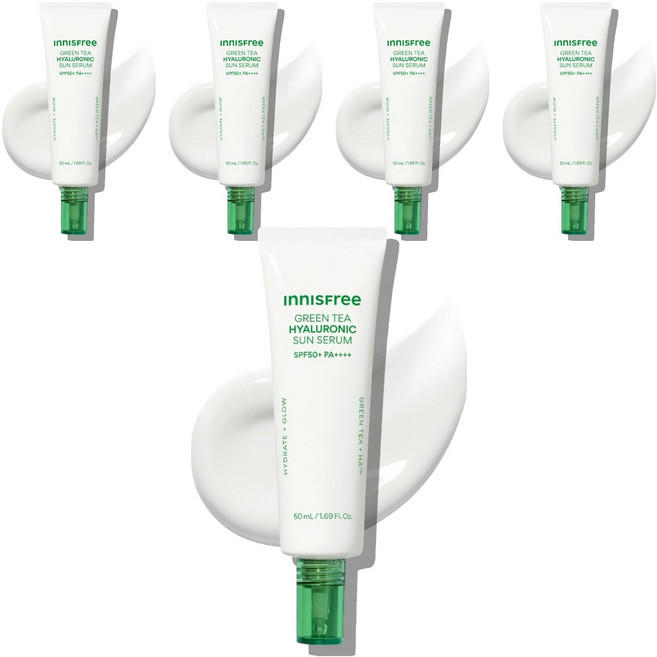 INNISFREE 綠茶玻尿酸鎮靜保濕防曬精華 SPF50+ PA++++, 50ml, 5個