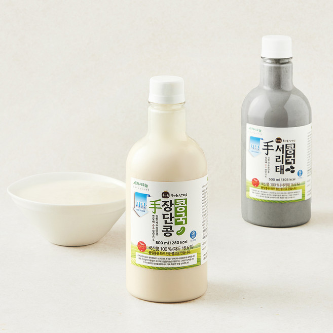 프레시오늘 껍질째 손수 영양가득 진한 저당 파주장단콩 윤성순 장모님 콩국 500ml + 서리태 콩국 500ml, 1000ml, 1세트