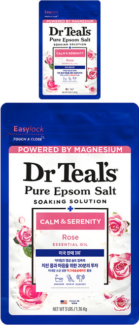Dr Teal's 純淨瀉鹽牛奶玫瑰入浴劑, 2個, 1.36kg