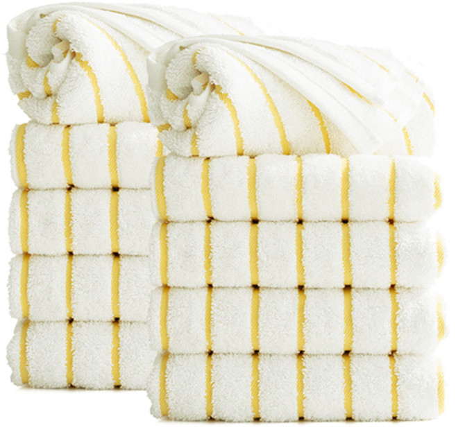 타월톡톡 시크라인 스트라이프 호텔수건 190g 코마사, 옐로우, 10개