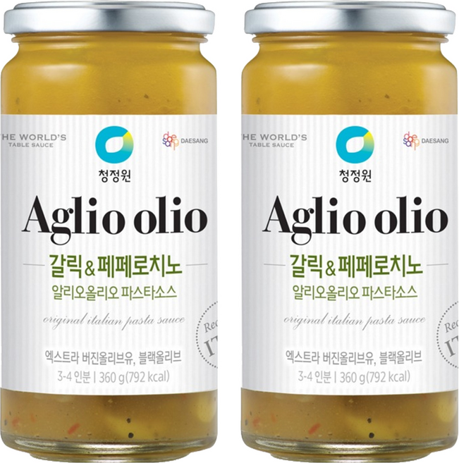 청정원 갈릭 앤 페페로치노 알리오올리오 파스타소스, 360g, 2개