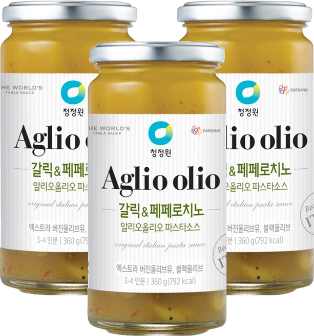 청정원 갈릭 앤 페페로치노 알리오올리오 파스타소스, 360g, 3개