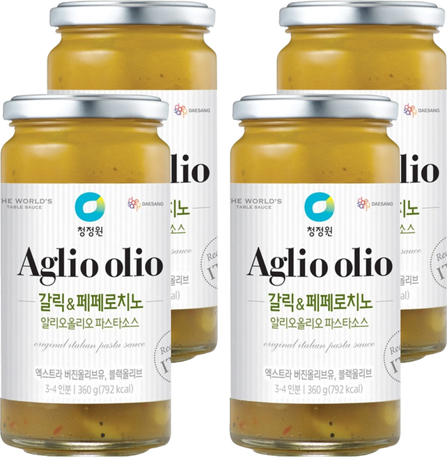 청정원 알리오올리오 파스타소스 갈릭&페페로치노, 360g, 4개