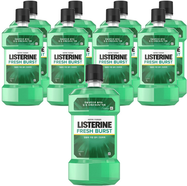 리스테린 후레쉬 버스트 구강청결제, 1L, 9개
