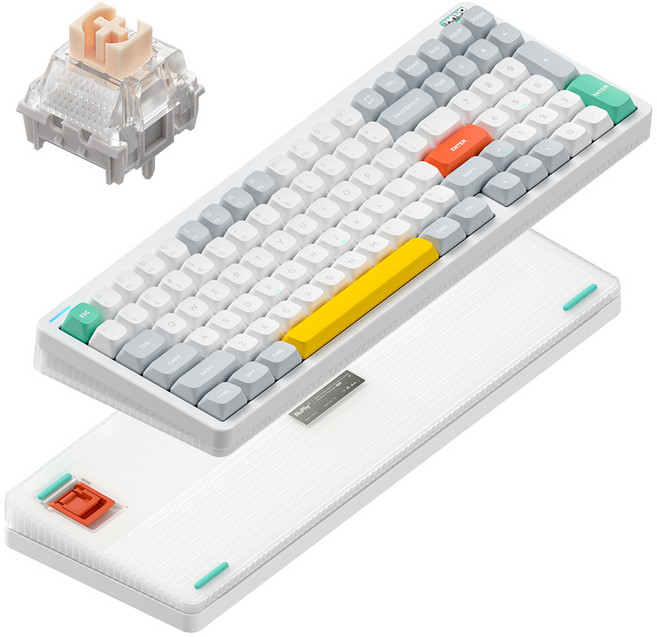 누피 저소음 블러시축 영문각인 블루투스 유무선 기계식 키보드, 아이오닉 화이트, Halo96 V2, 저소음맥스블러시축