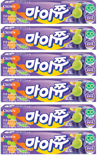 크라운 마이쮸 포도, 44g, 6개