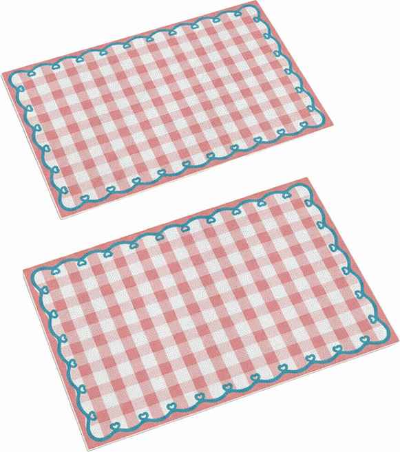 티리티티 체크 방수 테이블 매트, 02 핑크, 2개, 30 x 40 cm