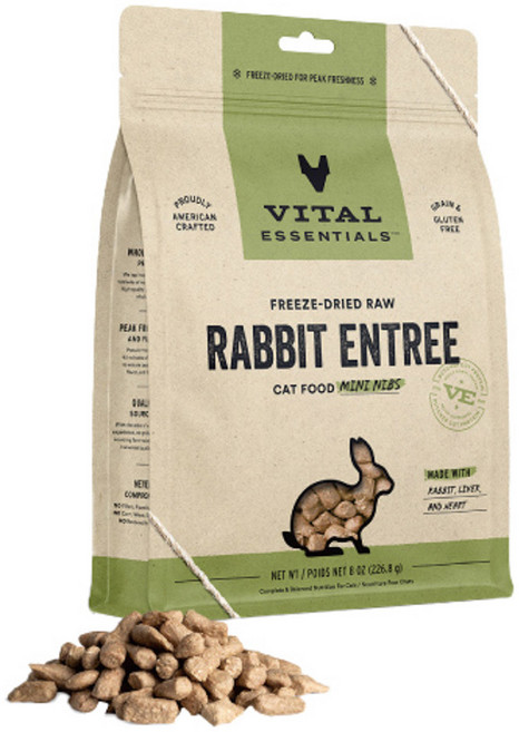VITAL ESSENTIALS 凍乾鮮肉貓用生食餐, 兔肉小顆粒, 8oz, 1包