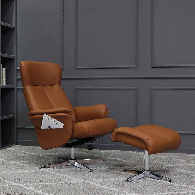 싯존 에르모소 1인용 리클라이너 소파 + 스툴 세트 방문설치, 카멜 브라운