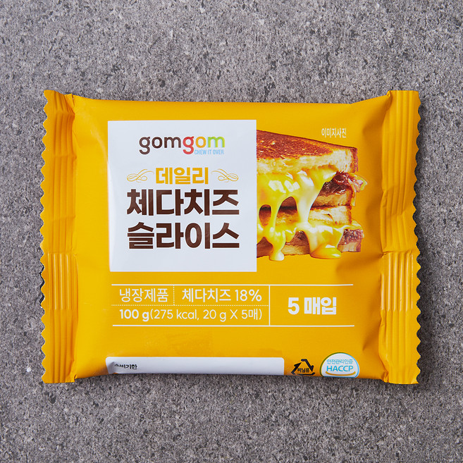 곰곰 데일리 체다치즈 슬라이스 5매입, 20g, 5개입, 1개