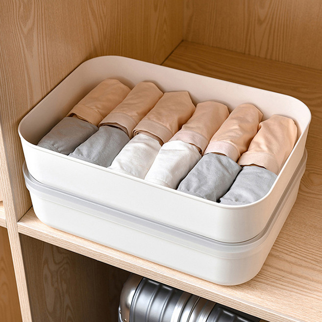 가규 국내제조 모던 라운드 팬트리 리빙박스, 화이트, 낮은형 M, 8개