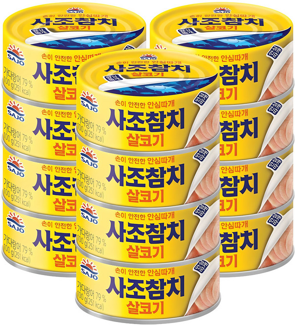 사조참치 살코기 안심따개, 100g, 12개