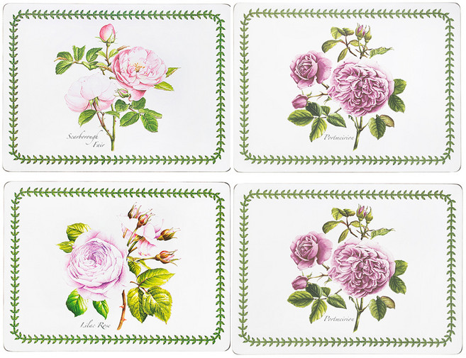 포트메리온 보타닉가든 테이블매트 로즈 4종 세트, 혼합색상, 40.1 x 29.8 cm, 1세트