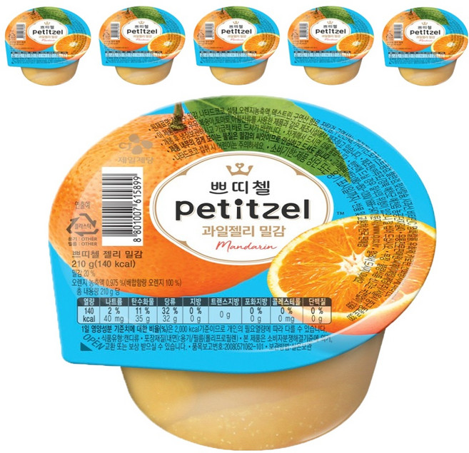 쁘띠첼 과일젤리 밀감 1개입, 210g, 6개