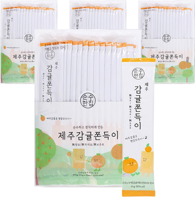 순수한집 제주 감귤 쫀득이, 375g, 4개