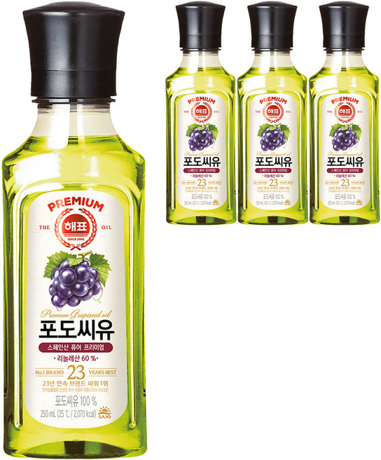 해표 포도씨유, 250ml, 4개