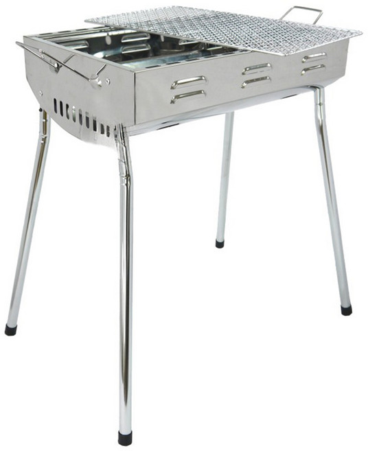 BARBECUE 行家 不銹鋼烤肉架 BH-460S 4~6人用 攜帶組裝收納方便, 銀色, 1個