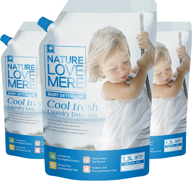 NATURE LOVE MERE 環保幼兒洗衣精 清涼清新, 1.3L, 3個