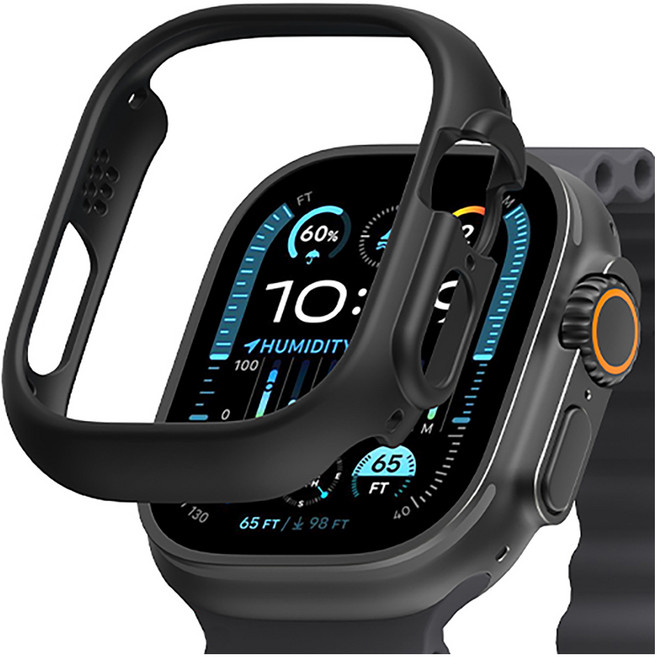 신지모루 풀커버 일체형 하드커버 스마트워치 케이스, 블랙, 1개