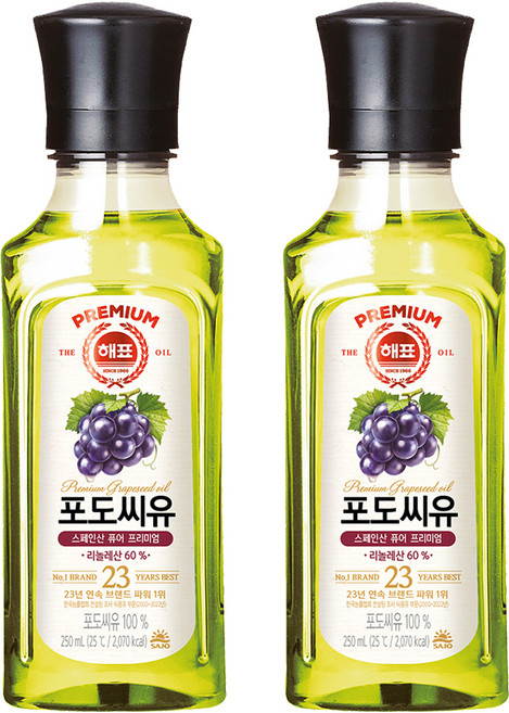 해표 포도씨유, 250ml, 2개
