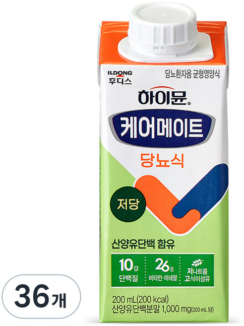 하이뮨 케어메이트 균형 당뇨식 저당, 200ml, 36개