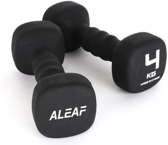 ALEAF 橡膠方頭啞鈴, 4kg, 2個