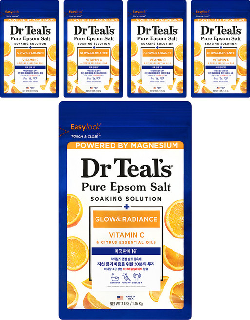 Dr Teal's 純淨瀉鹽沐浴鹽 維他命C柑橘, 5個, 1.36kg