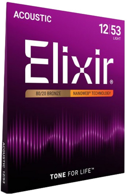 엘릭서 어쿠스틱 나노웹 80 20 브론즈 라이트 기타 스트링, 11052, 혼합색상, 1개