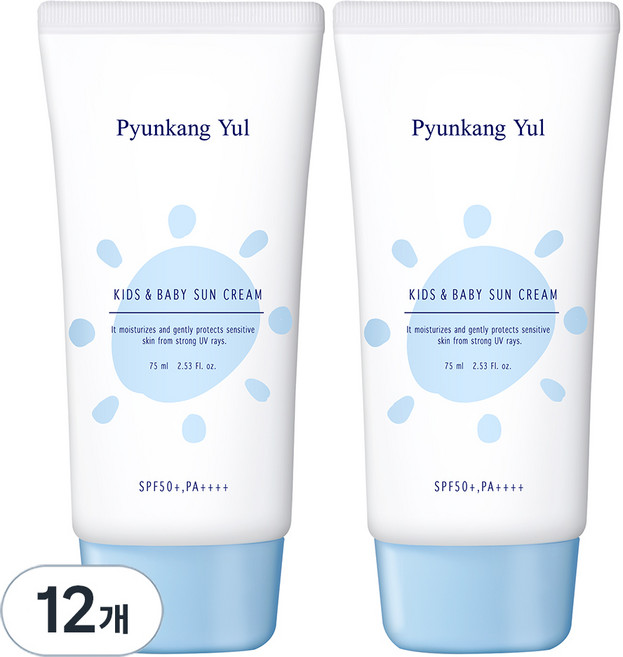 편강율 키즈 앤 베이비 촉촉 선크림 SPF50+ PA++++, 12개, 75ml