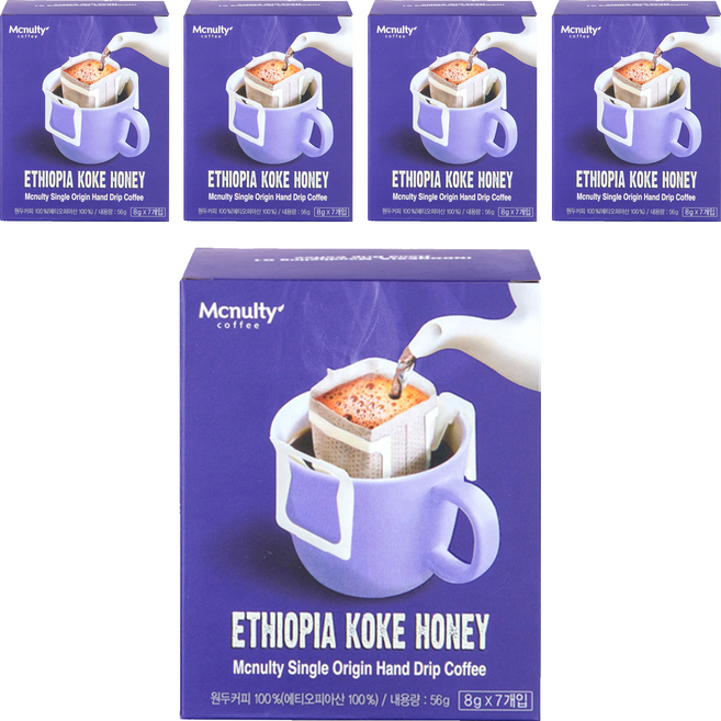 맥널티커피 에티오피아 코케 허니 핸드드립 원두, 8g, 7개입, 5개
