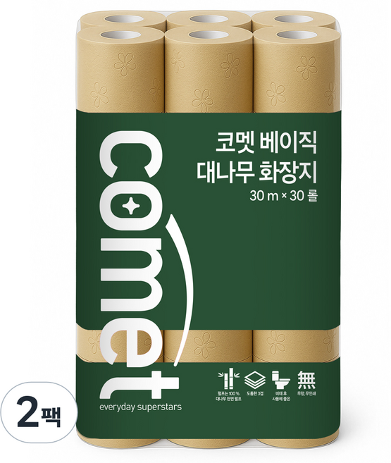 코멧 베이직 대나무 화장지, 30m, 30롤, 2개