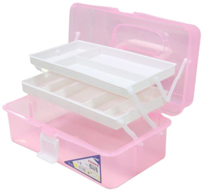 심플라인 다용도 3단 정리보관함 화구박스 핑크