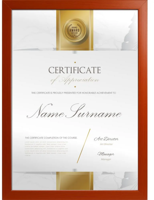 TRENY 原色調獎狀證書相框 A4 可直立/橫躺擺放 可掛於牆上, 柚木紅, 1個
