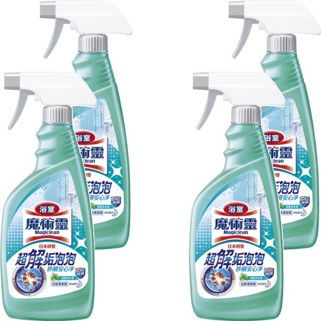 Kao 花王 Magiclean 魔術靈 台灣公司貨 浴室清潔劑 噴槍瓶 清新草本, 500ml, 4瓶