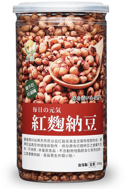 Global Garden 盛花園 豆米花 紅麴納豆, 330g, 1罐