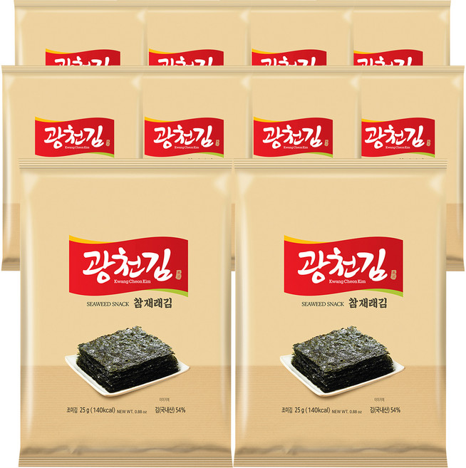 광천김 참 재래김, 25g, 10개