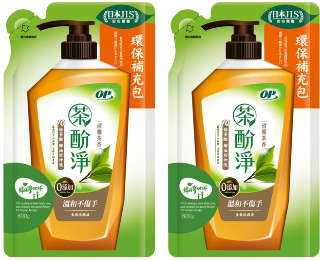 OP 茶酚淨洗潔精 補充包 清雅茶香, 800g, 2包