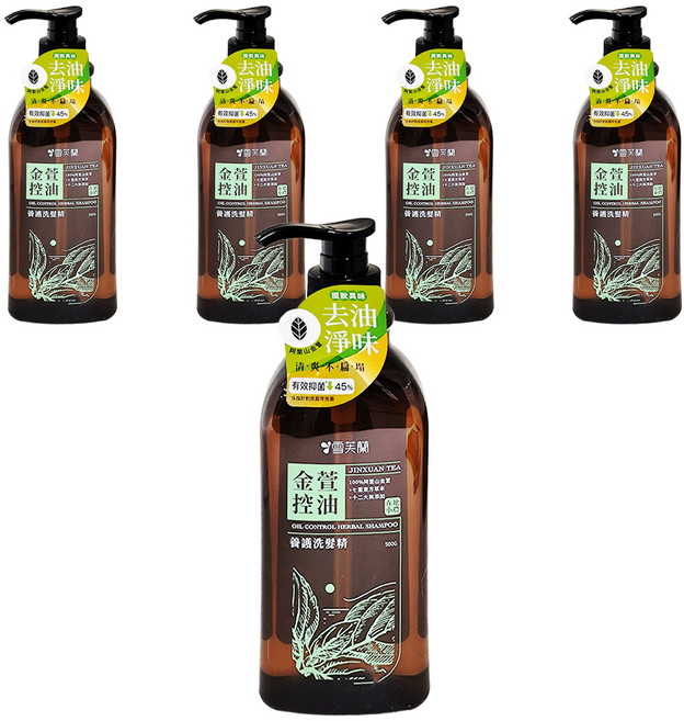 雪芙蘭 養護洗髮精 金萱控油 阿里山金萱茶 深層去油淨味, 500g, 5件