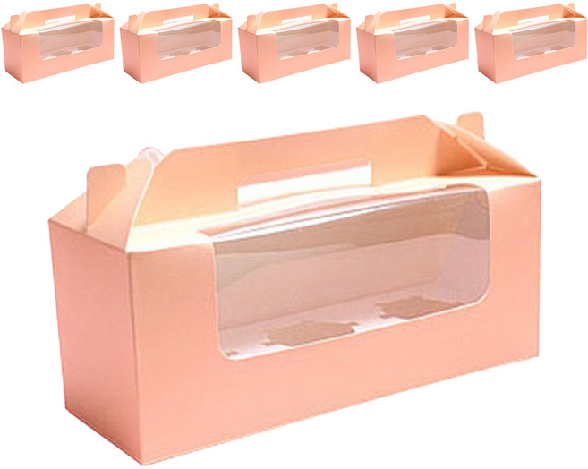 3구 머핀 포장박스, 핑크, 6개