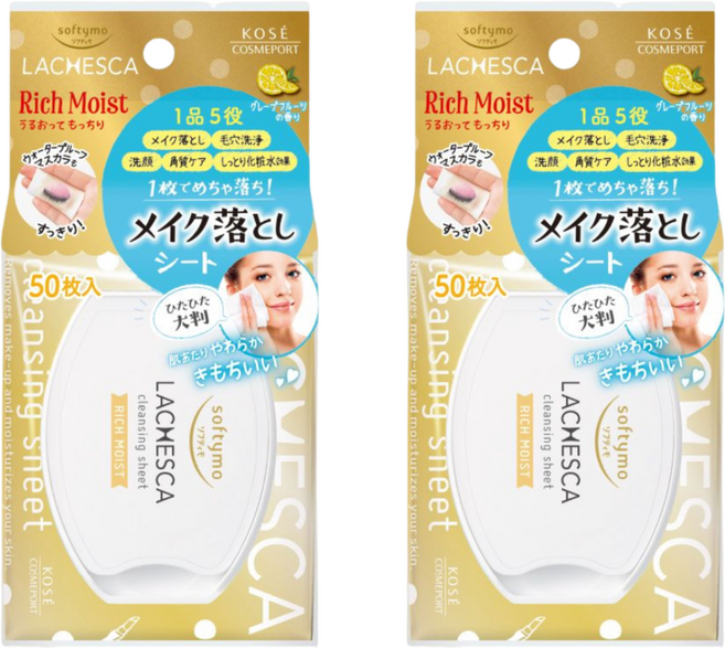 KOSE 高絲 LACHESCA 自由淨肌 台灣公司貨 零毛孔卸粧棉 極淨, 50入, 2包