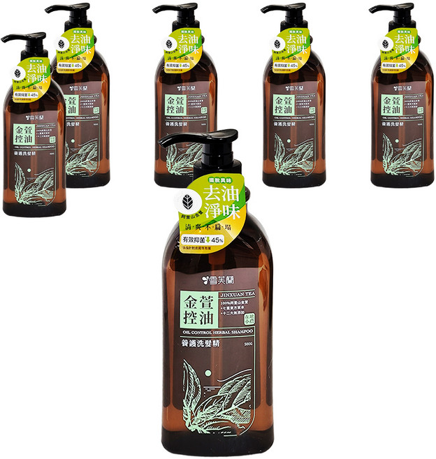 雪芙蘭 養護洗髮精 金萱控油 阿里山金萱茶 深層去油淨味, 500g, 6件