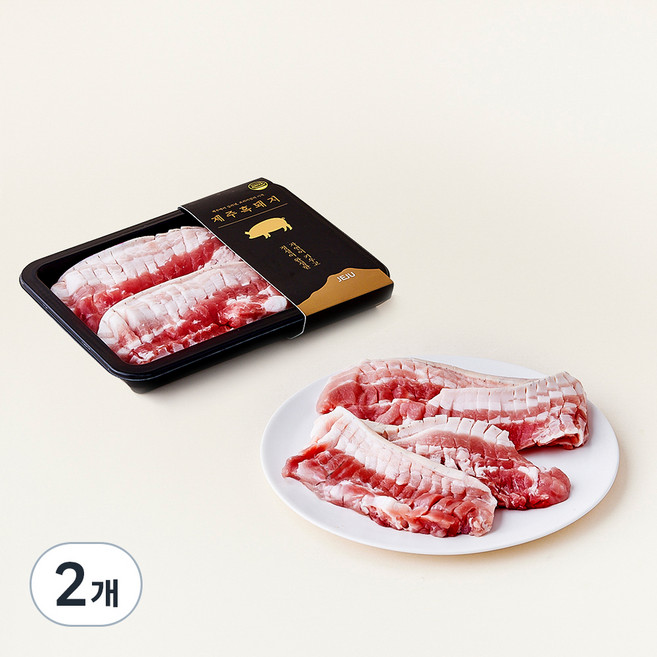 제주 흑돼지 미박칼집삼겹살 (구이용) 500g, 2개